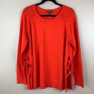 NWT Eileen Fisher orange side tie crewneck sweater sz med
